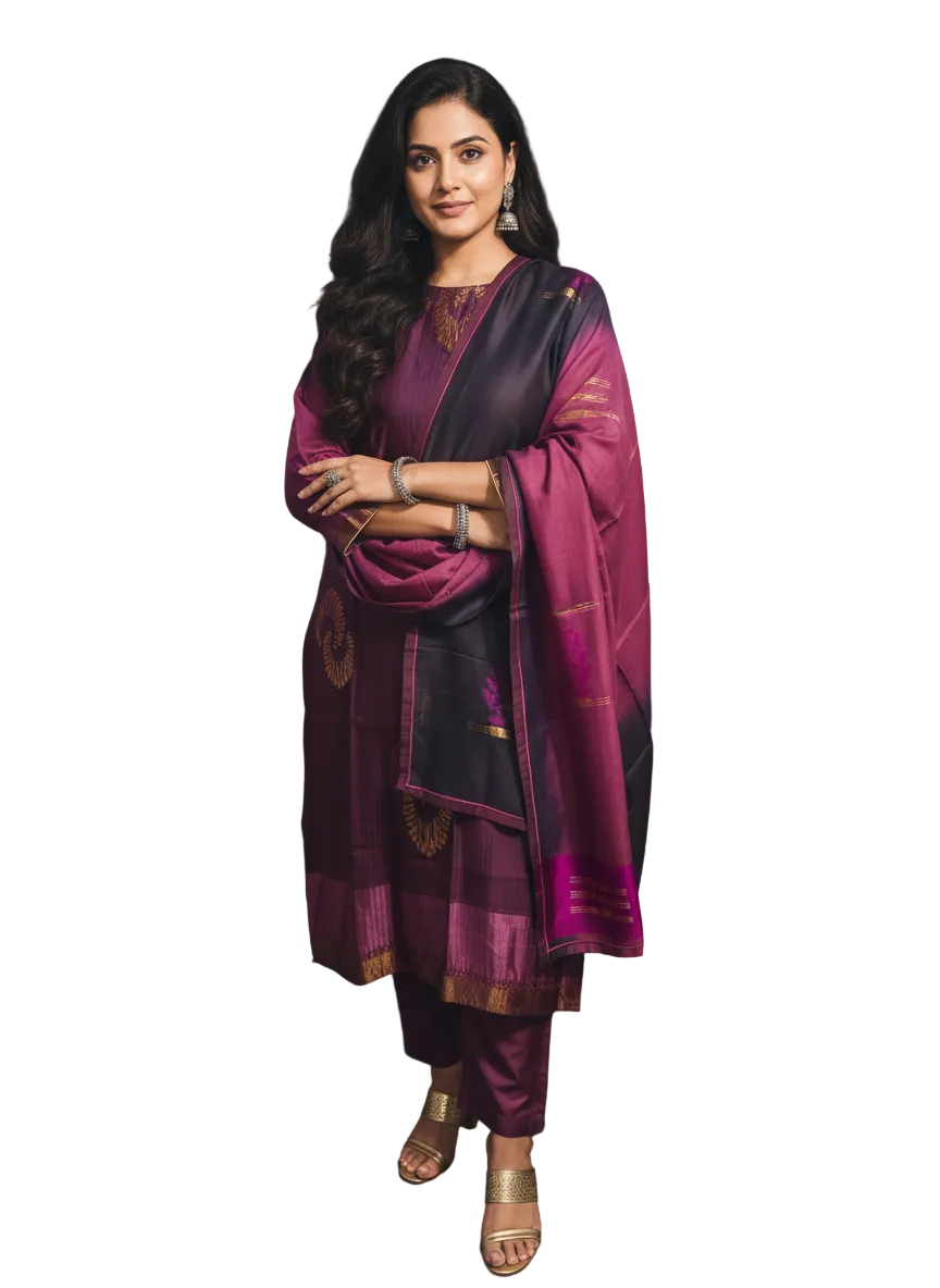 Semi Stitched Formal chanderi Suitset