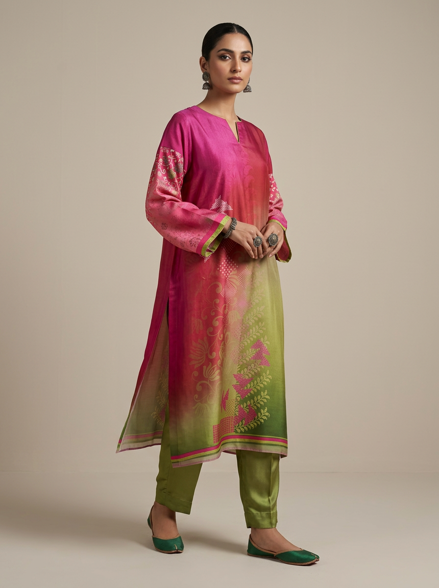 Semi Stitched Chanderi Kurta