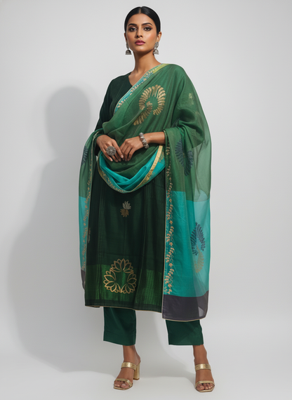 Semi Stitched Formal Chanderi Suitset