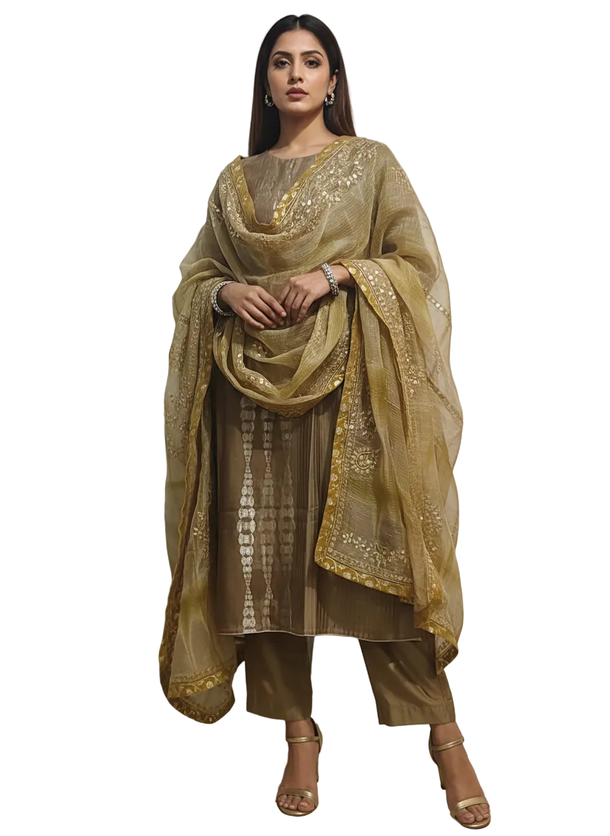 Semi Stitched Formal Chanderi Suitset