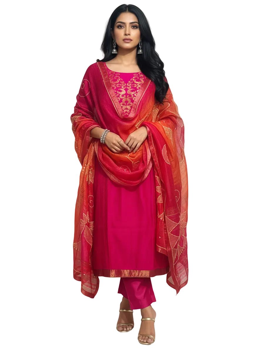 Semi Stitched Formal Chanderi Suitset