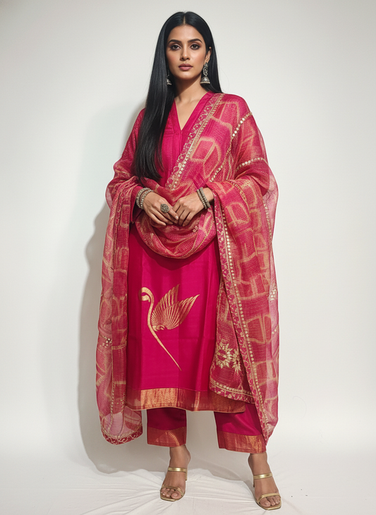 Semi Stitched Formal Chanderi Suitset