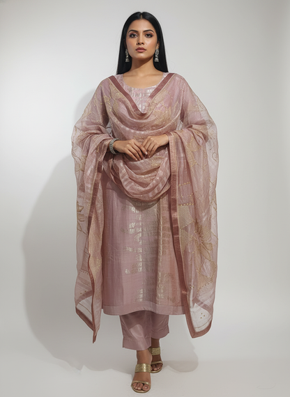 Semi Stitched Formal Chanderi Suitset