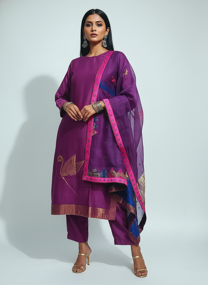 Semi Stitched Formal Chanderi Suitset