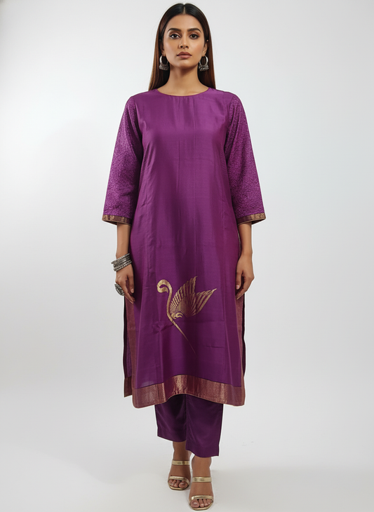 Semi Stitched Formal chanderi Kurta