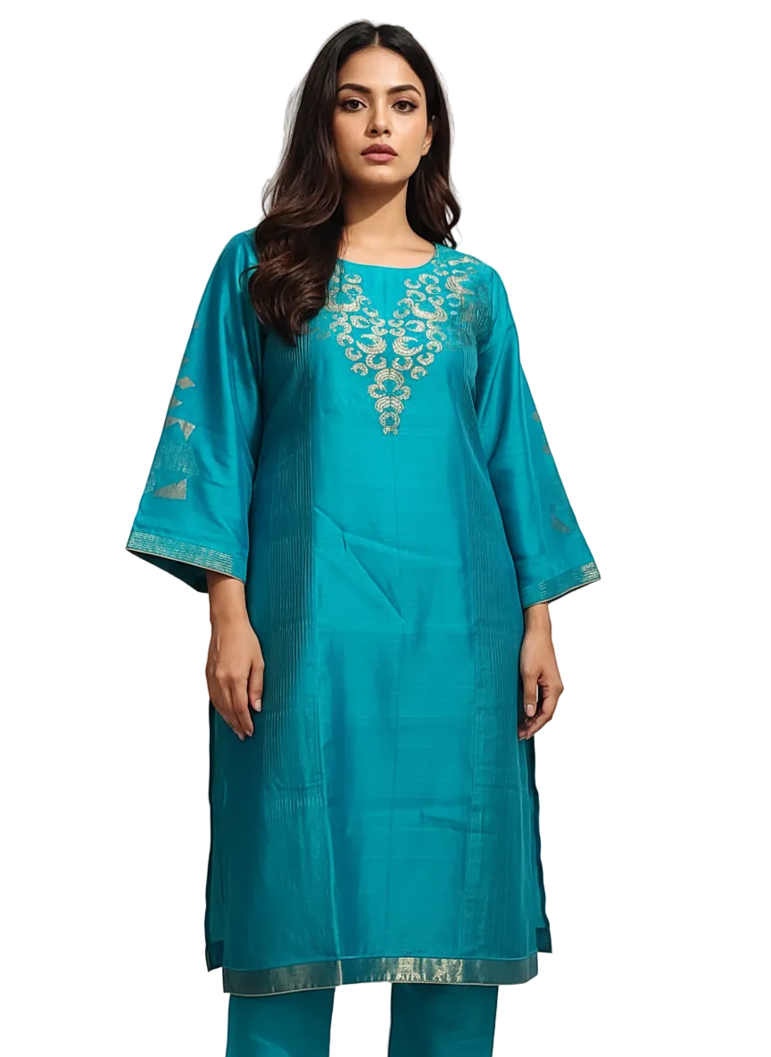 Semi Stitched Formal chanderi Kurta
