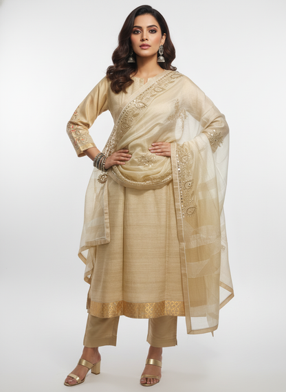 Semi Stitched Formal Chanderi Suitset