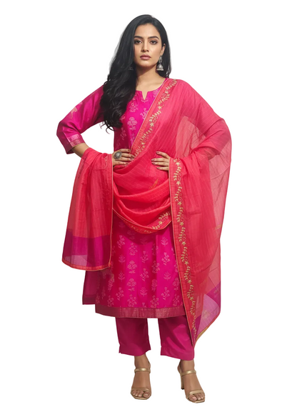 Semi Stitched Formal Chanderi Suitset