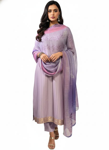 Semi Stitched Chanderi Casual Suitset