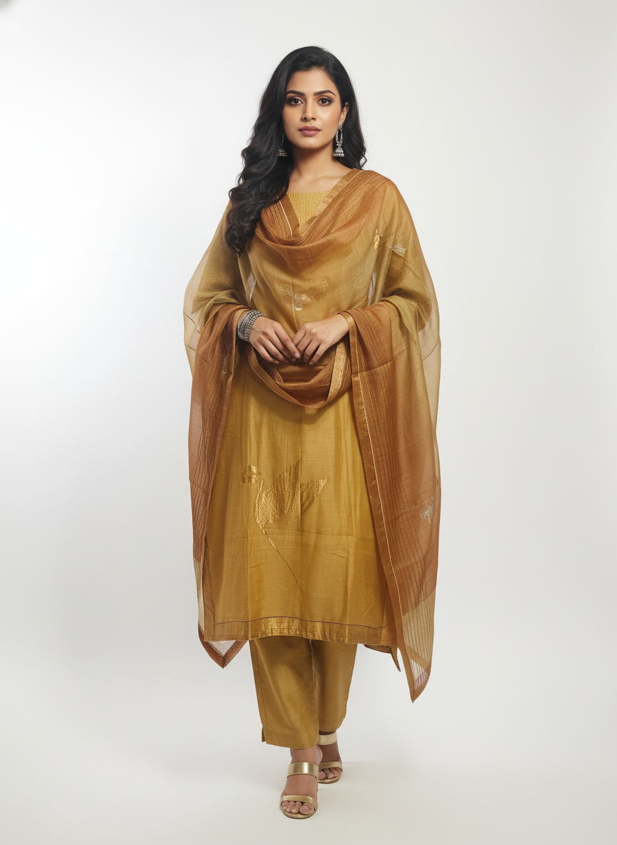 Semi Stitched Formal Chanderi Suitset