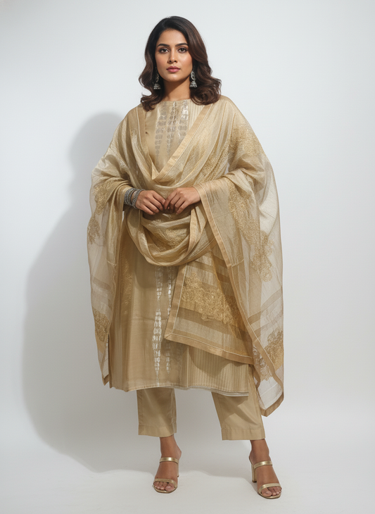 Semi Stitched Formal Chanderi Suitset