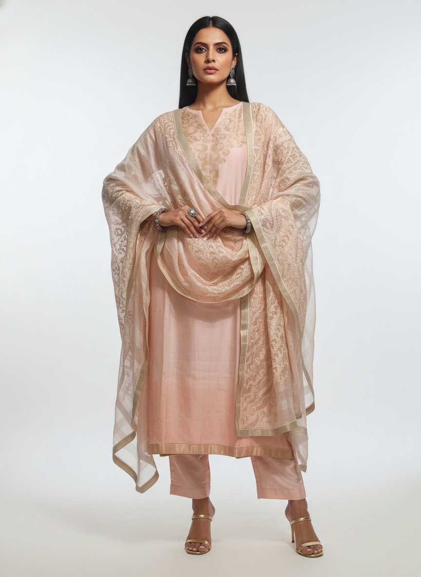 Semi Stitched Formal Chanderi Suitset