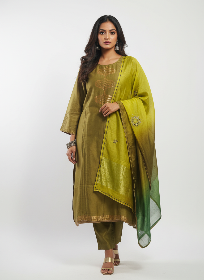 Semi Stitched Formal Chanderi Suitset