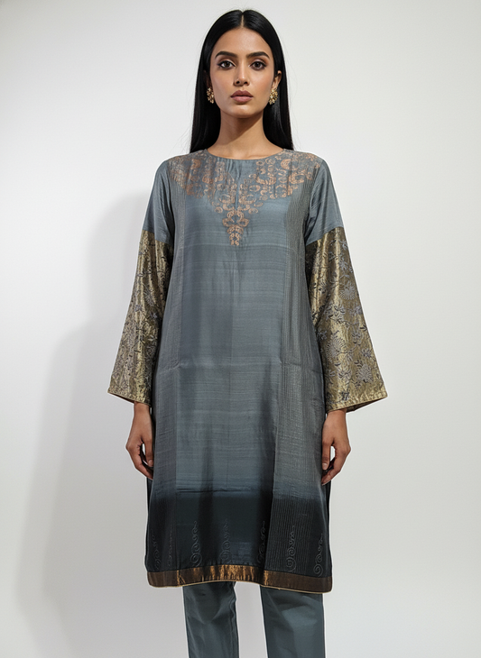 Semi Stitched Formal chanderi Kurta