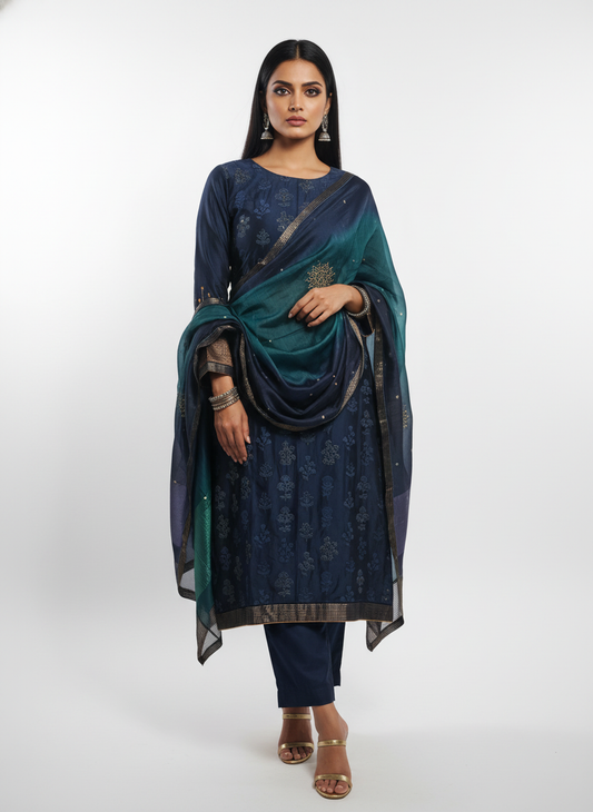 Semi Stitched Formal Chanderi Suitset