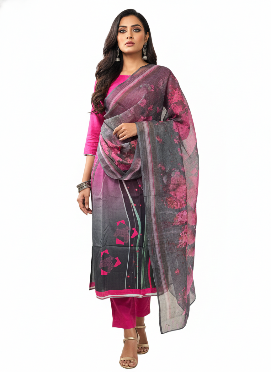 Semi Stitched Chanderi Casual Suitset VISHAL KAPUR