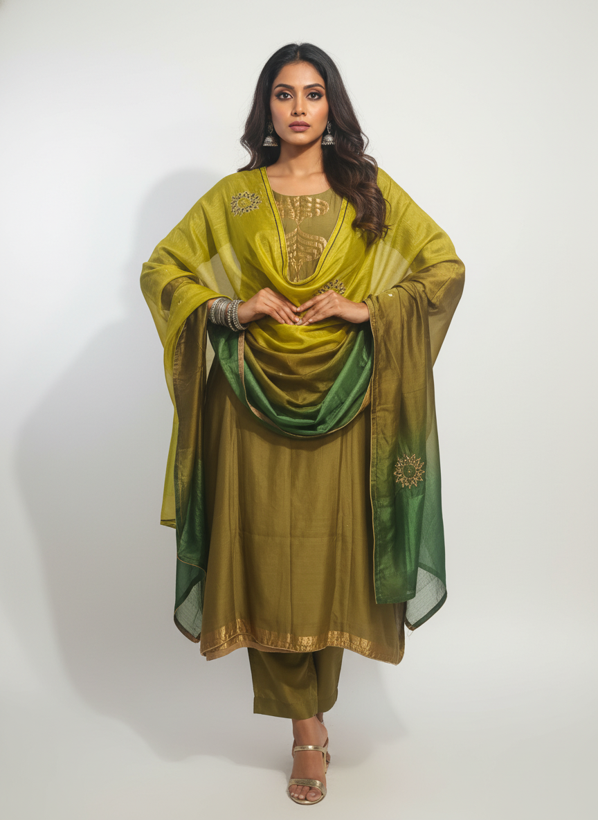 Semi Stitched Formal Chanderi Suitset