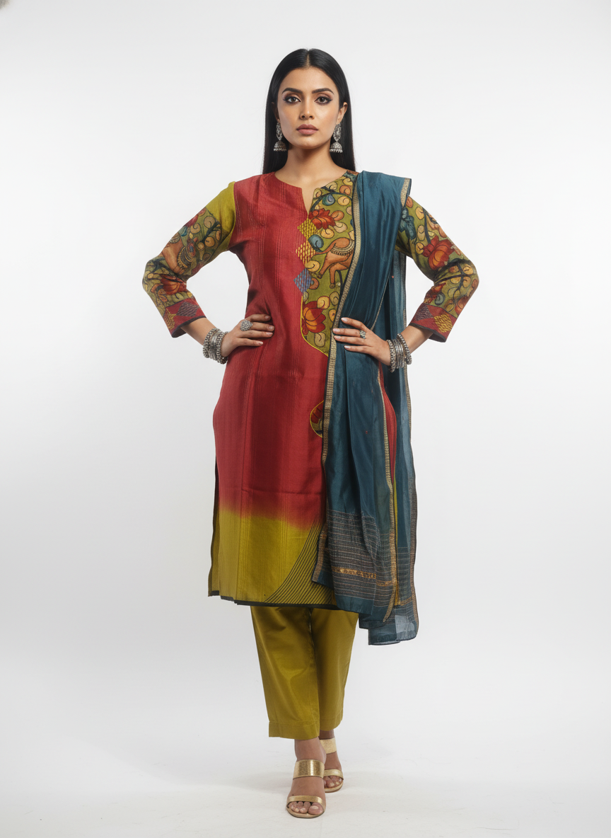 Semi Stitched Formal Chanderi Suitset