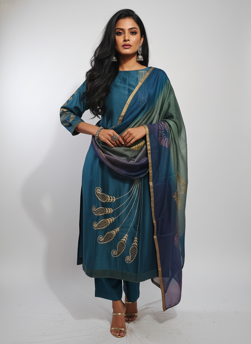 Semi Stitched Formal Chanderi Suitset