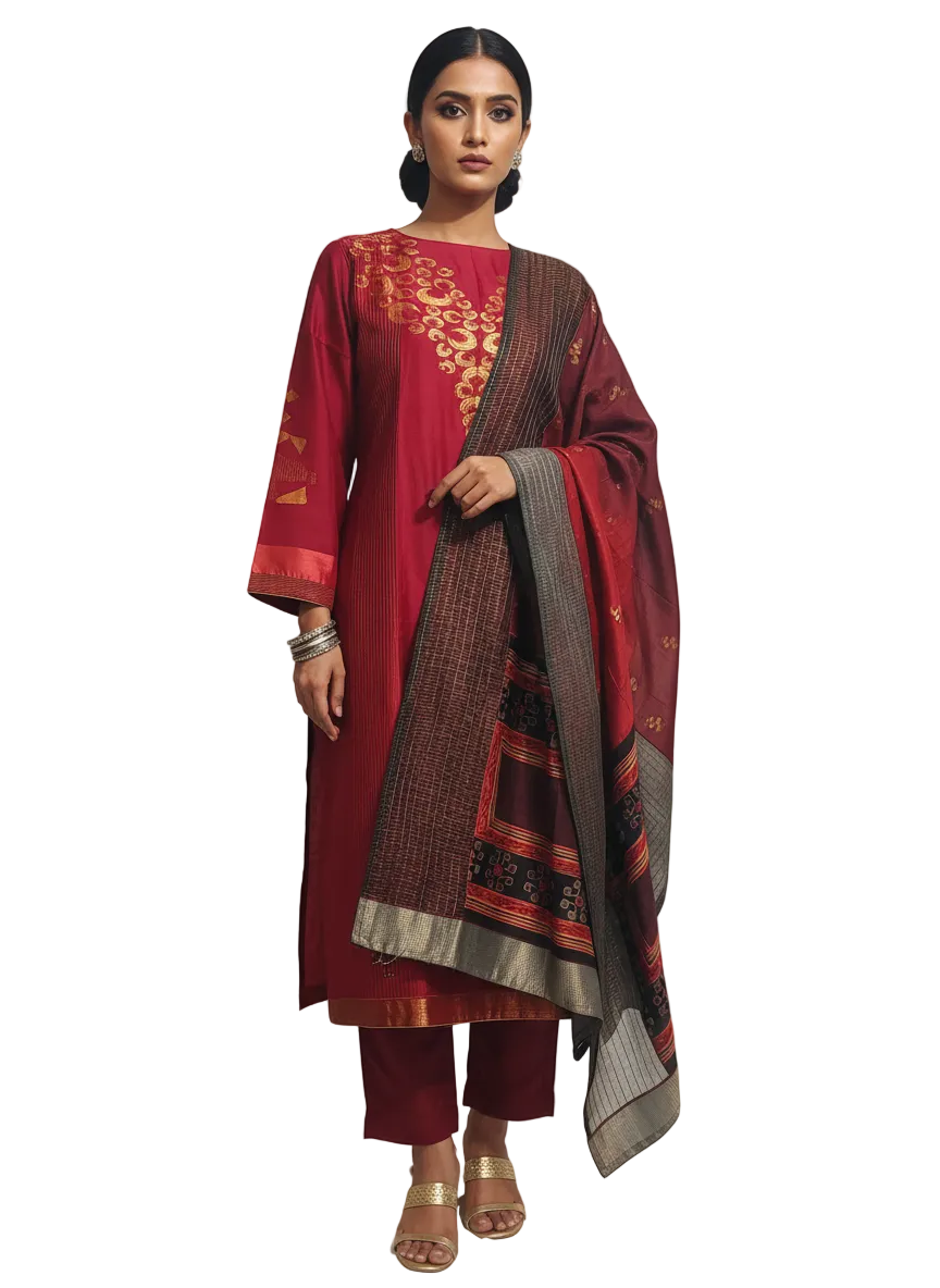 Semi Stitched Formal Chanderi Suitset