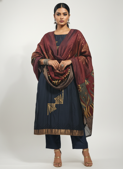 Semi Stitched Formal Chanderi Suitset