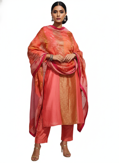 Semi Stitched Formal Chanderi Suitset