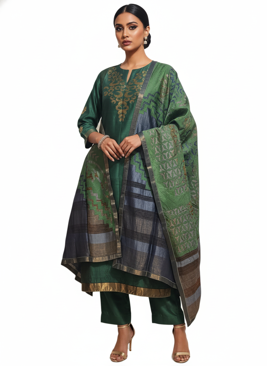 Semi Stitched Formal Chanderi Suitset