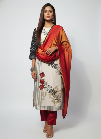 Semi Stitched Cotton Suitset