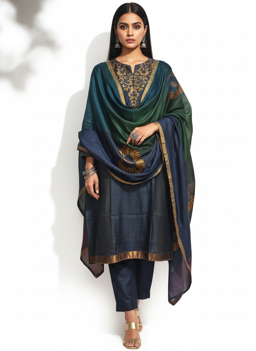 Semi Stitched Formal Chanderi Suitset
