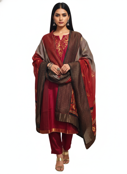 Semi Stitched Formal Chanderi Suitset