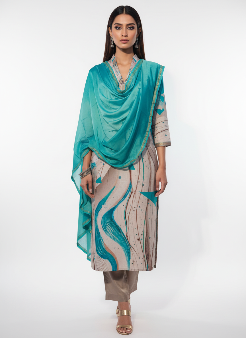 Semi Stitched Cotton casual Suitset