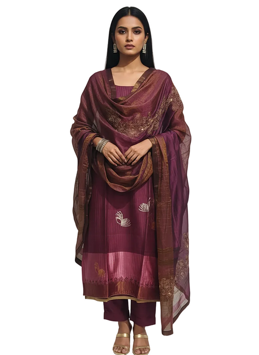 Semi Stitched Formal Chanderi Suitset