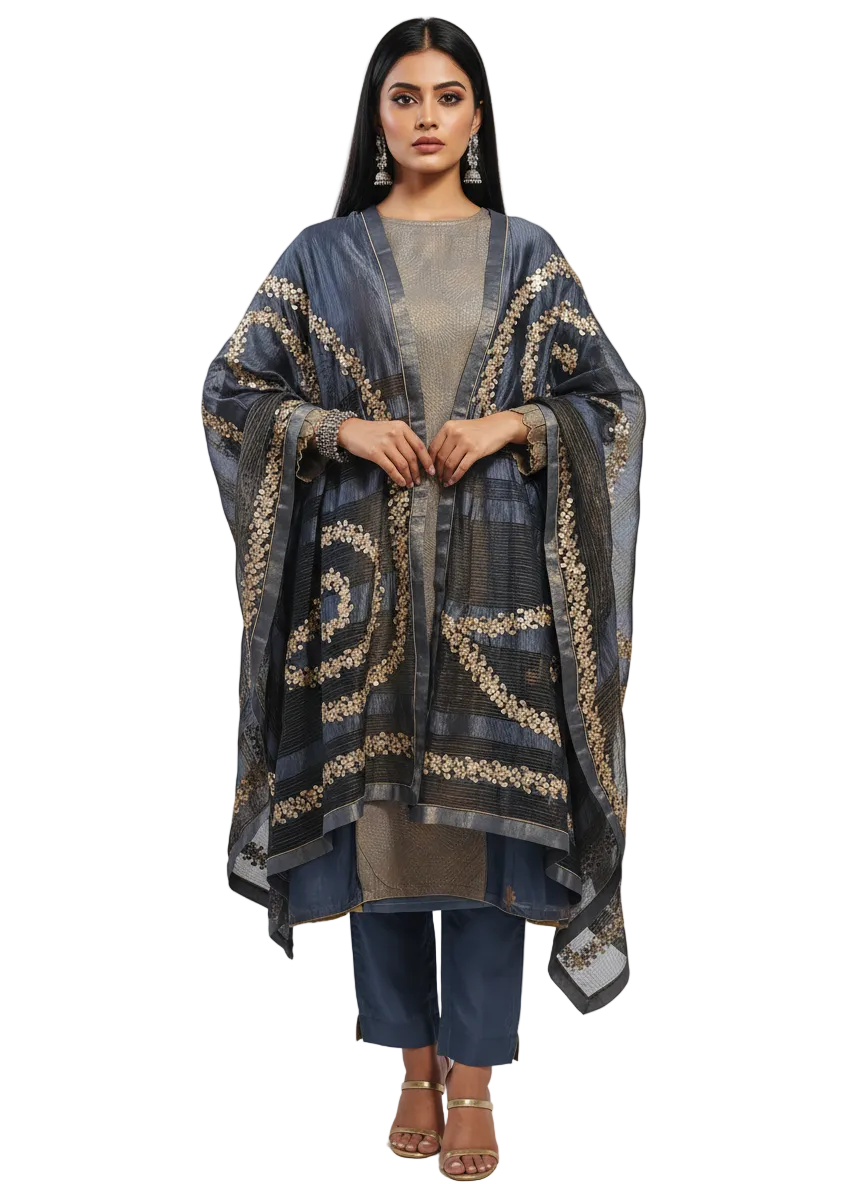 Semi Stitched Formal chanderi Suitset