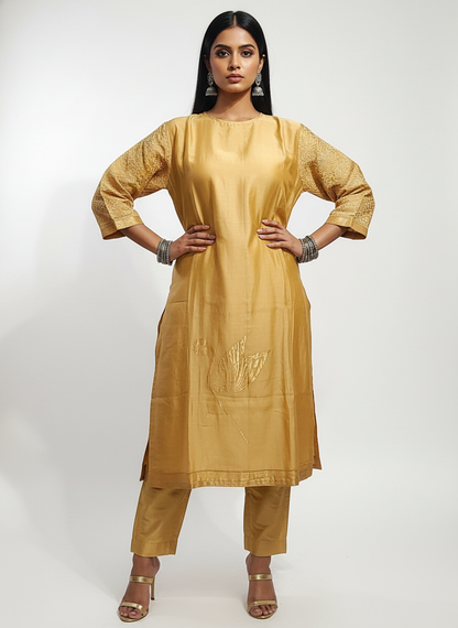 Semi Stitched Formal chanderi Kurta