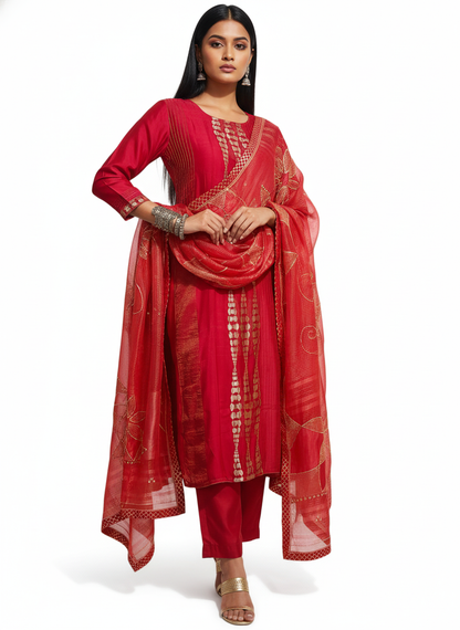Semi Stitched Formal Chanderi Suitset