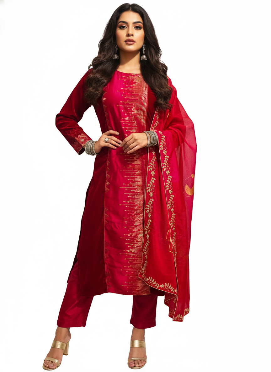 Semi Stitched Formal velvet Suitset