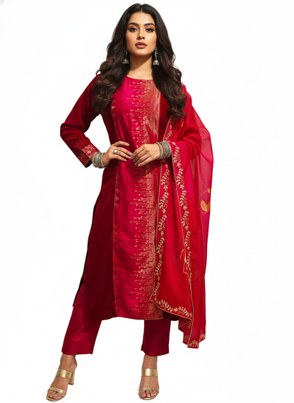 Semi Stitched Formal velvet Suitset