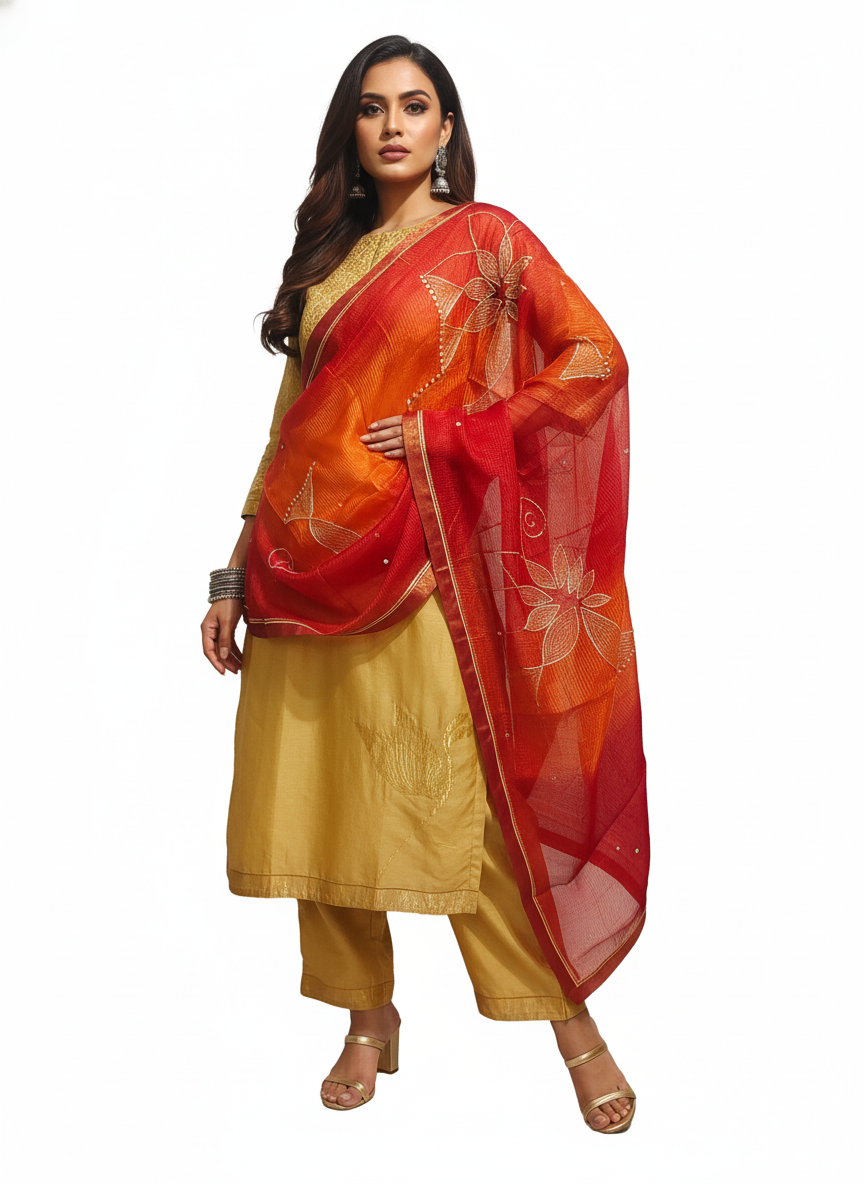 Semi Stitched Formal chanderi Suitset