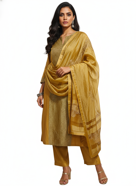 Semi Stitched Formal Chanderi Suitset
