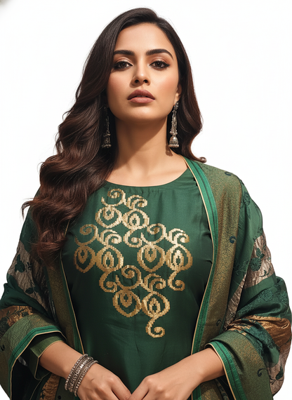 Semi Stitched Formal chanderi Suitset