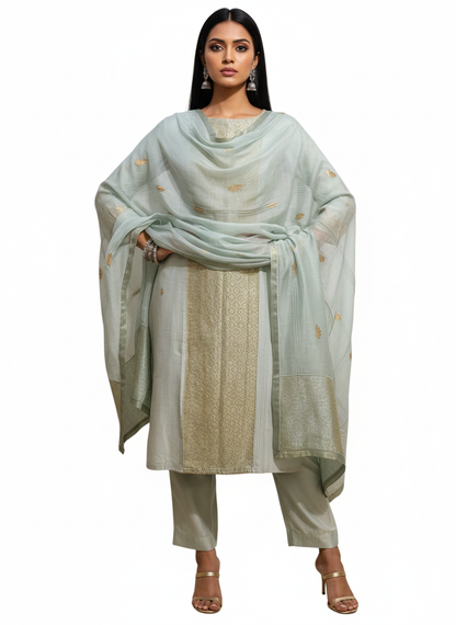 Semi Stitched Formal Chanderi Suitset