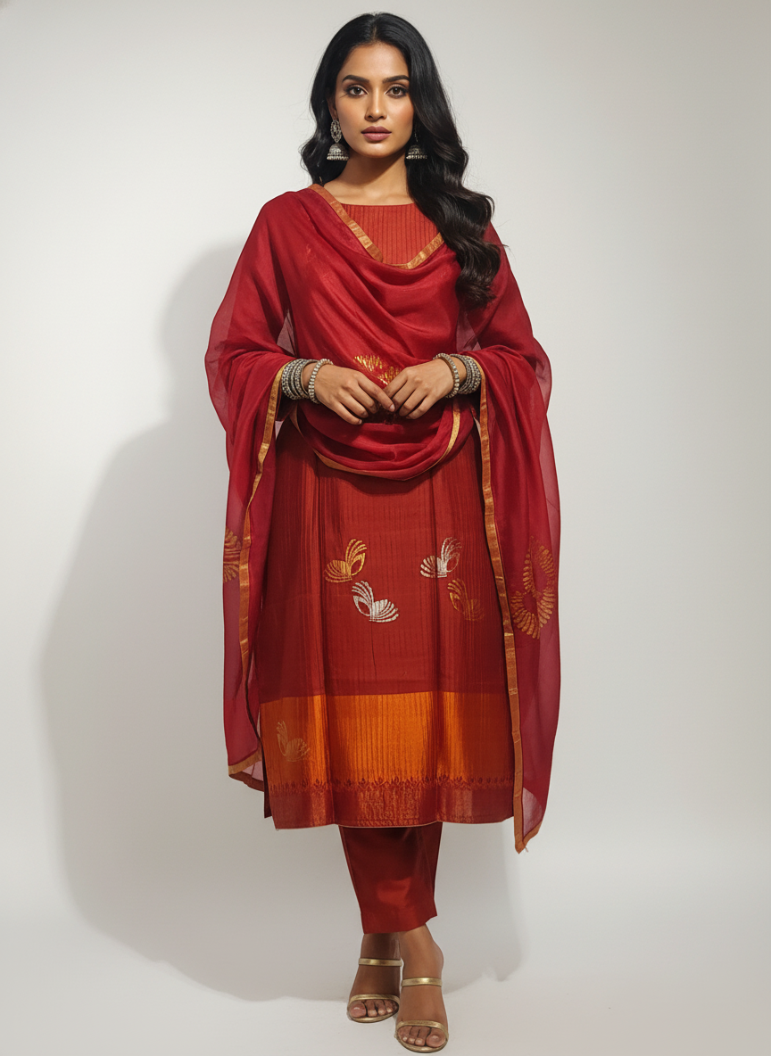 Semi Stitched Formal Chanderi Suitset