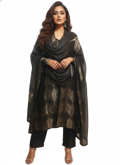 Semi Stitched Formal chanderi Suitset