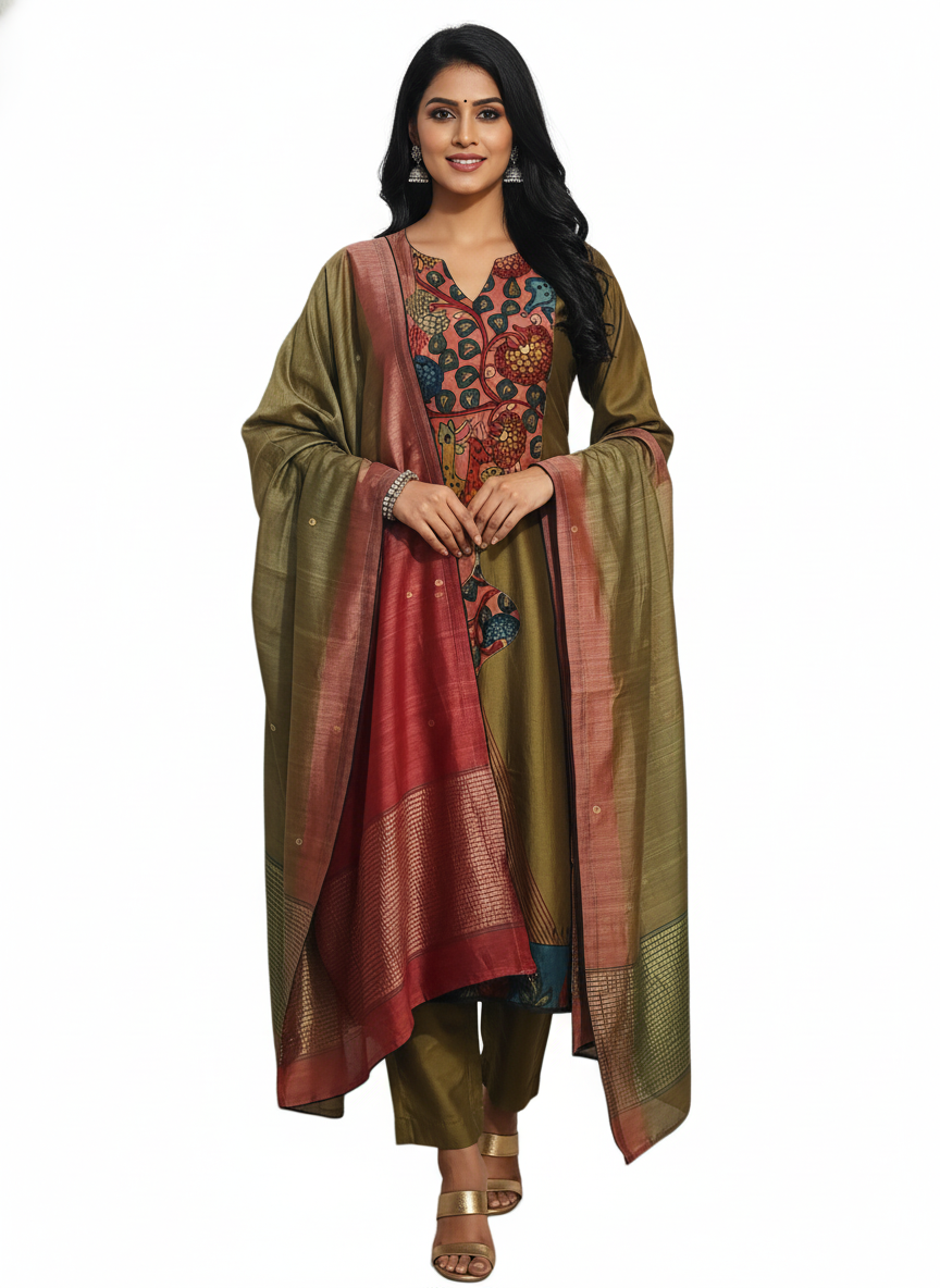 Semi Stitched Formal Chanderi Suitset