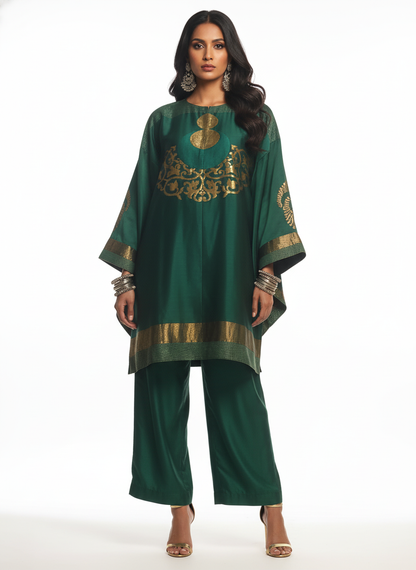 Semi Stitched Chanderi Zariwoven Short Tunic