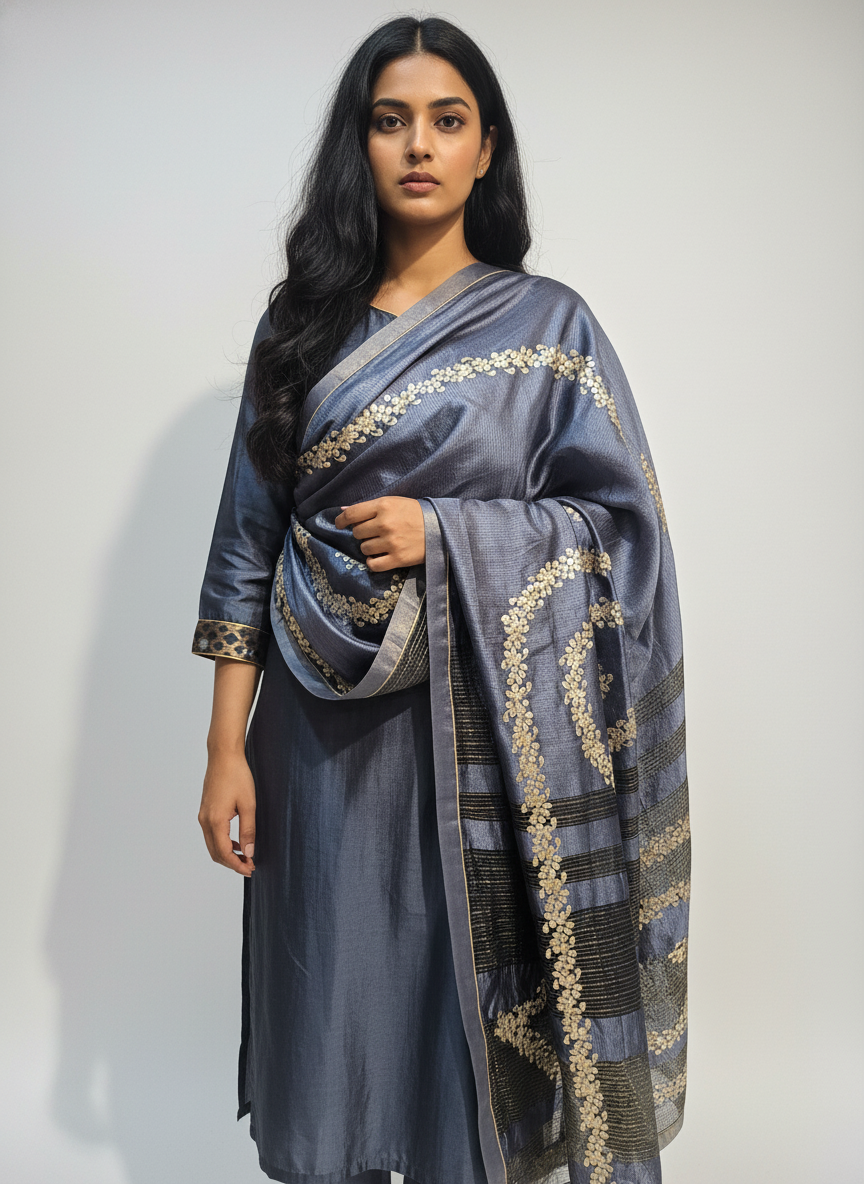 Formal silk gota embroidery Dupatta