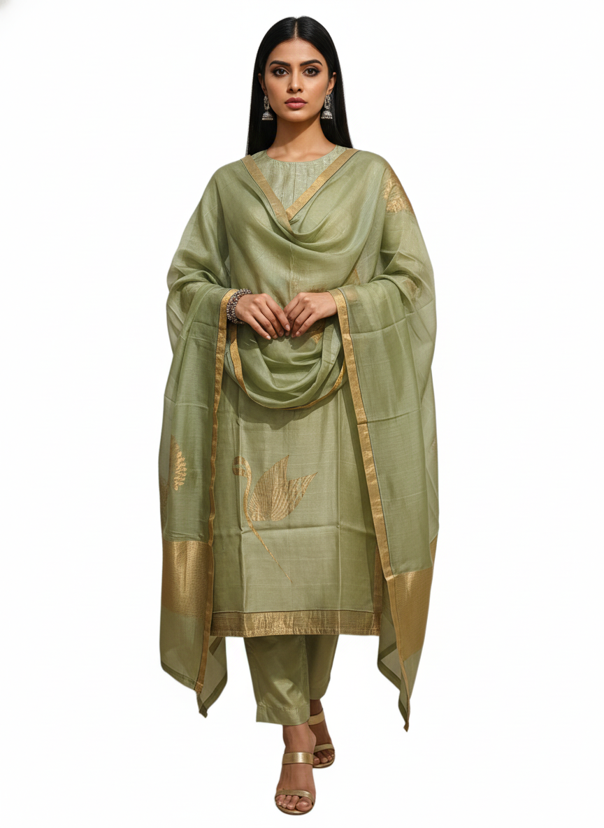 Semi Stitched Formal Chanderi Suitset
