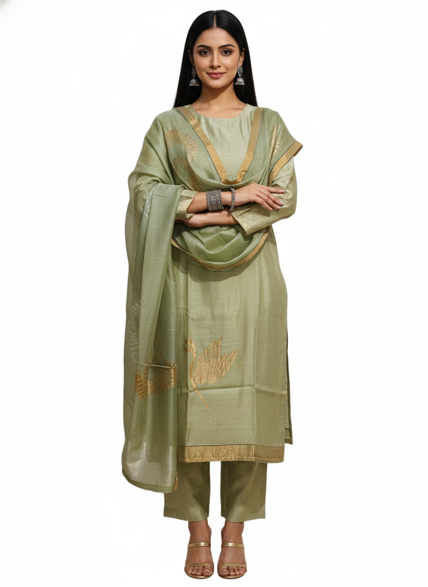 Semi Stitched Formal Chanderi Suitset