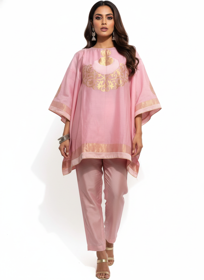 Semi Stitched Chanderi Zariwoven Short Tunic