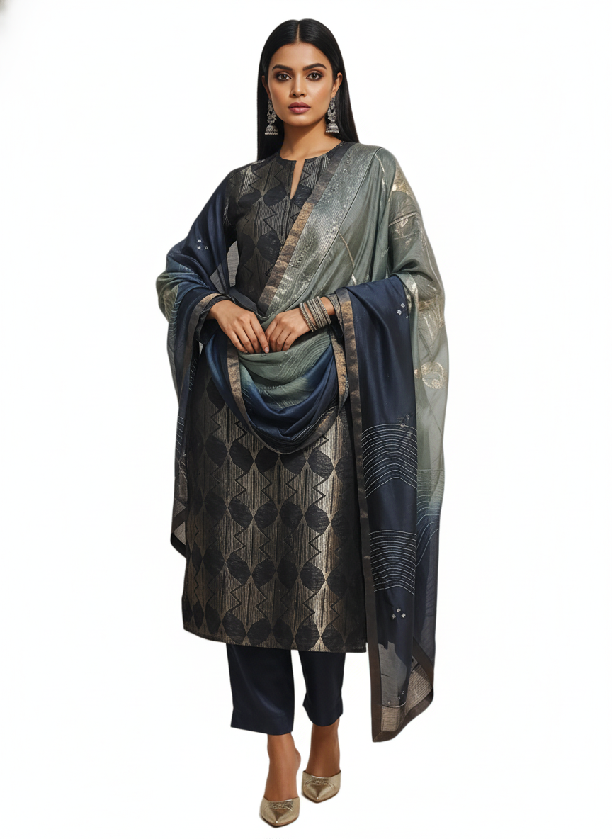 Semi Stitched Formal Chanderi Suitset